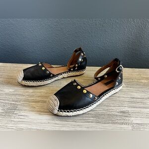 NEW!!! Halogen Dylan Studded Black Espadrille Flats